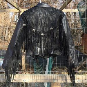 Vintage 80s Moto Jacket with Extra Long Fringe M